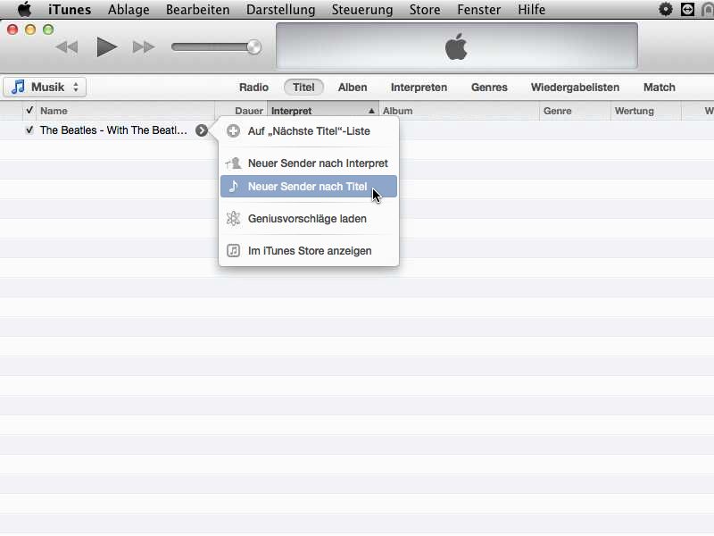 iTunes-Radiosender aus aktuellem Song oder Künstler erstellen