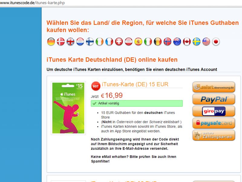 iTunes-Guthaben über PayPal aufladen
