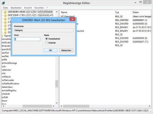 regedit-network-type