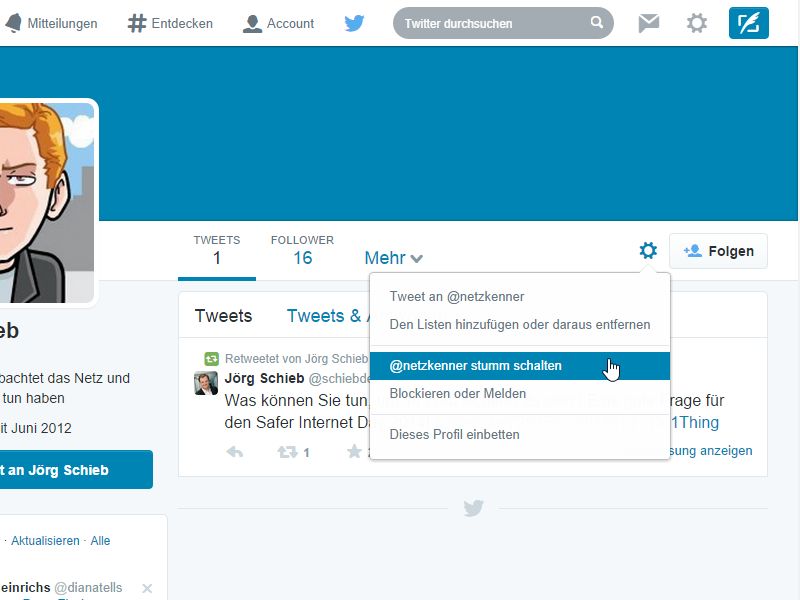 So schalten Sie einzelne Twitter-Nutzer auf stumm
