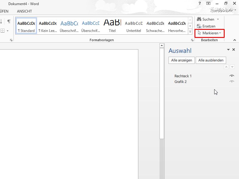 Microsoft Word: Unsichtbare Objekte markieren