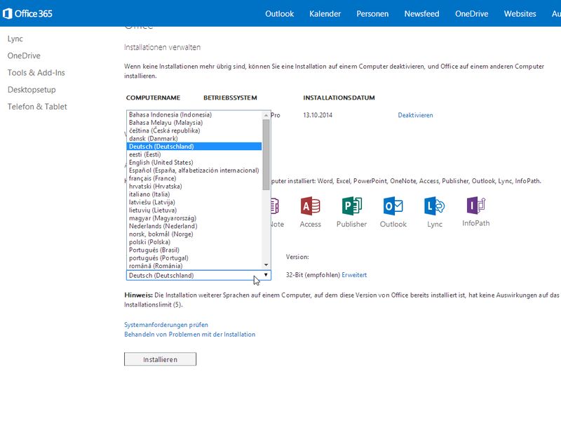 Office 365: Mehrere Sprach-Versionen installieren