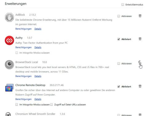 chrome-addons-loeschen