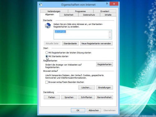 internetoptionen-startseite