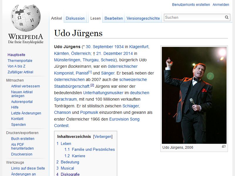 Details zum Leben von Udo Jürgens und anderen VIPs herausfinden