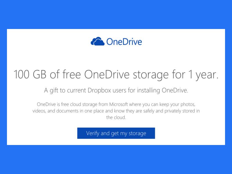 100 Gigabyte kostenloser OneDrive-Speicher-Platz für jeden