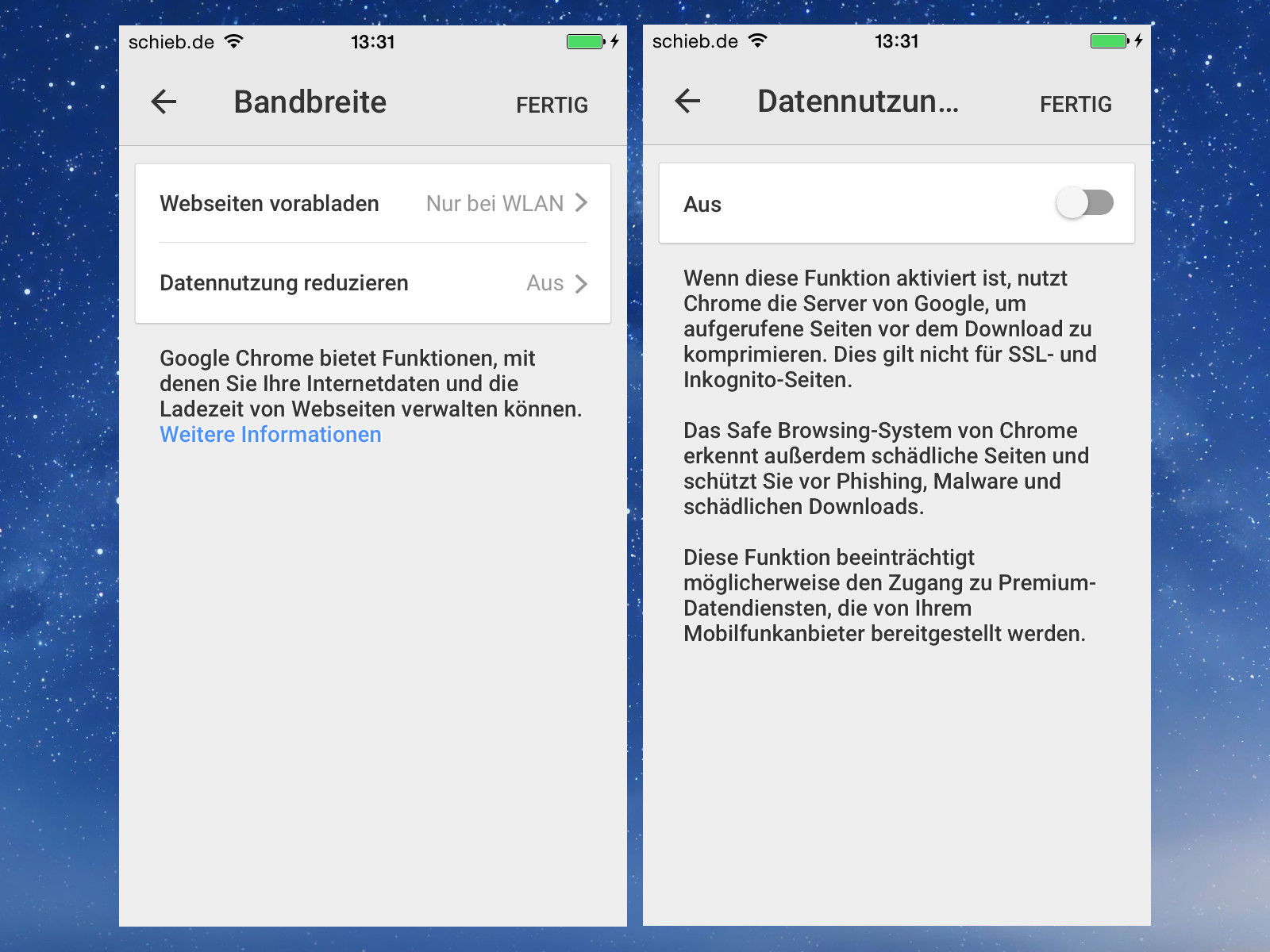 Mobiler Chrome-Browser: Daten-Verbrauch ohne WLAN reduzieren