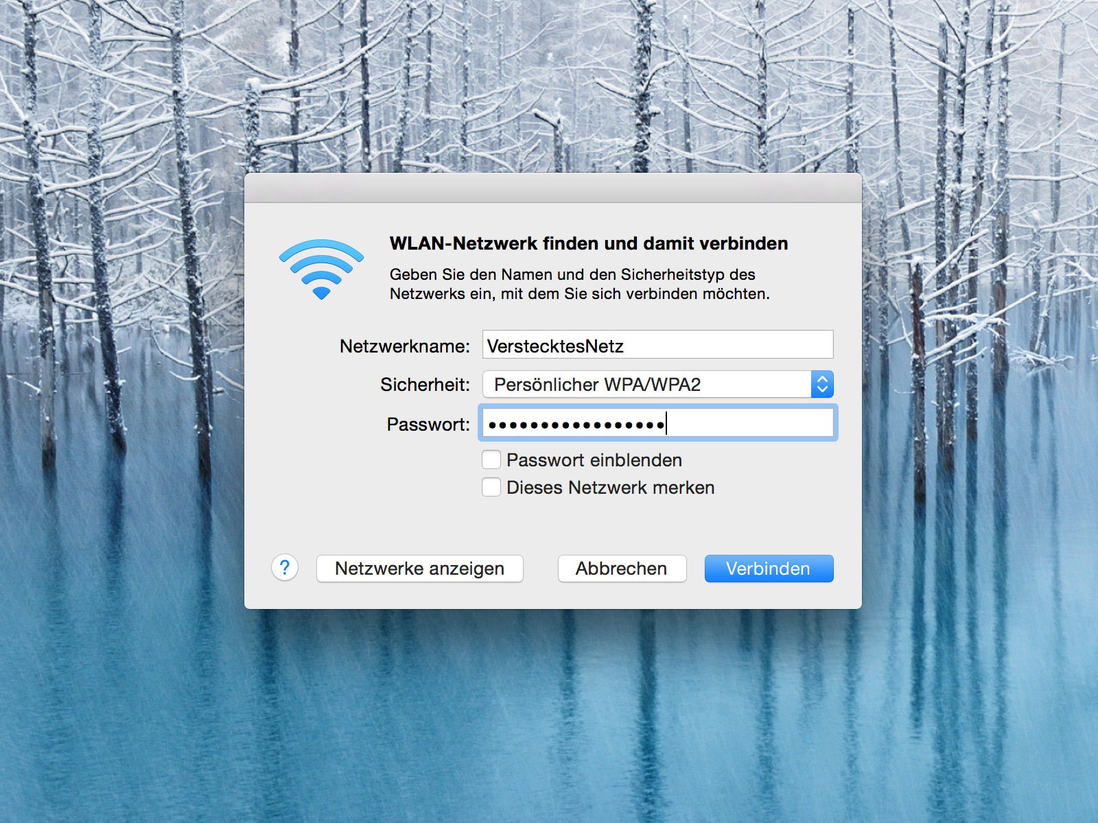 OSX: Mit verstecktem WLAN-Netzwerk verbinden