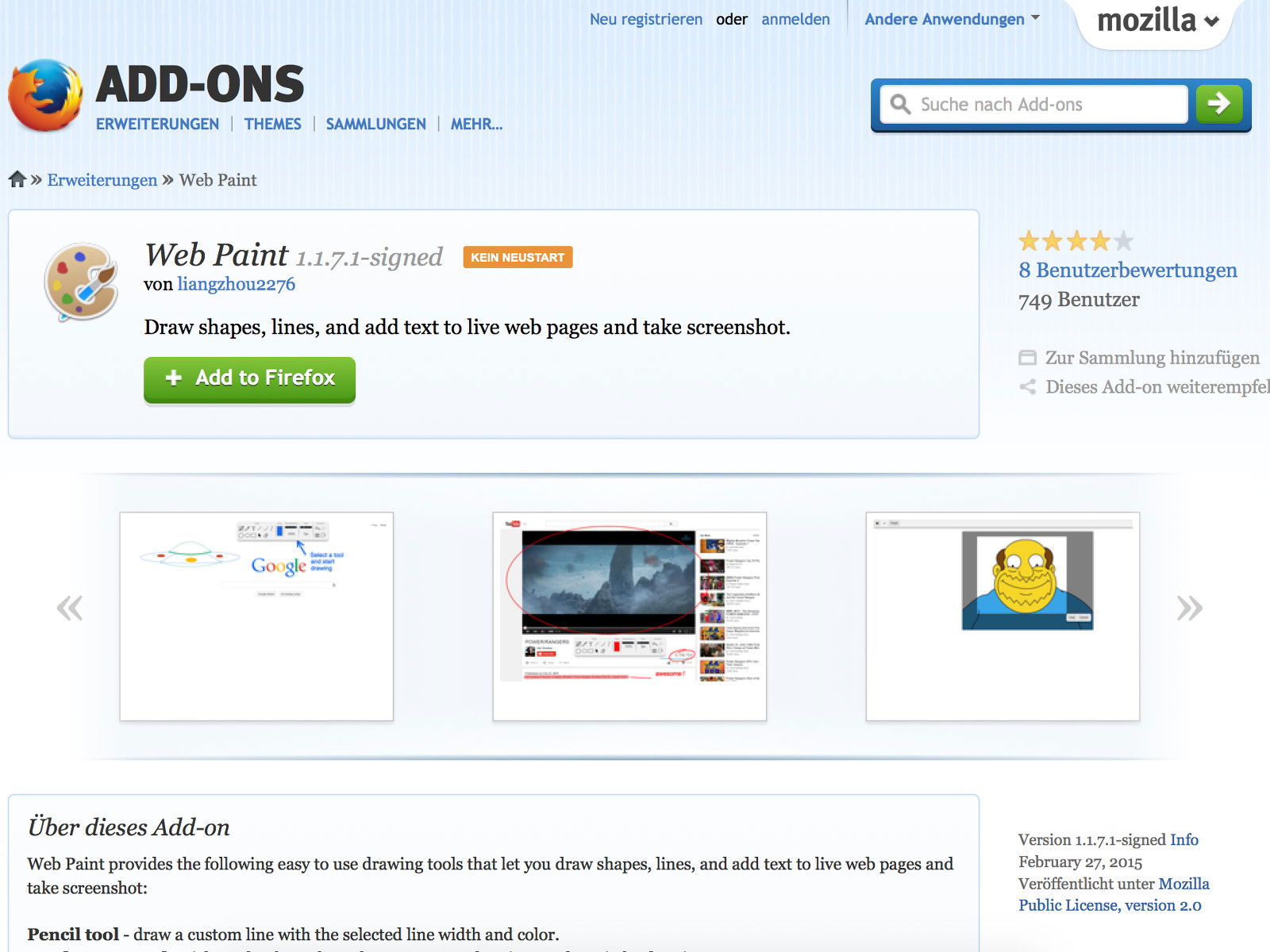 Firefox: Direkt auf Webseiten zeichnen per Add-On