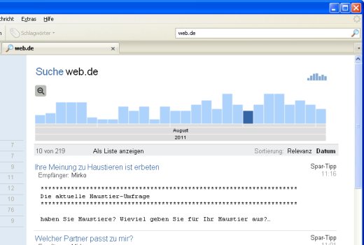 Mozilla Thunderbird: Nachrichten über den Zeit-Balken finden
