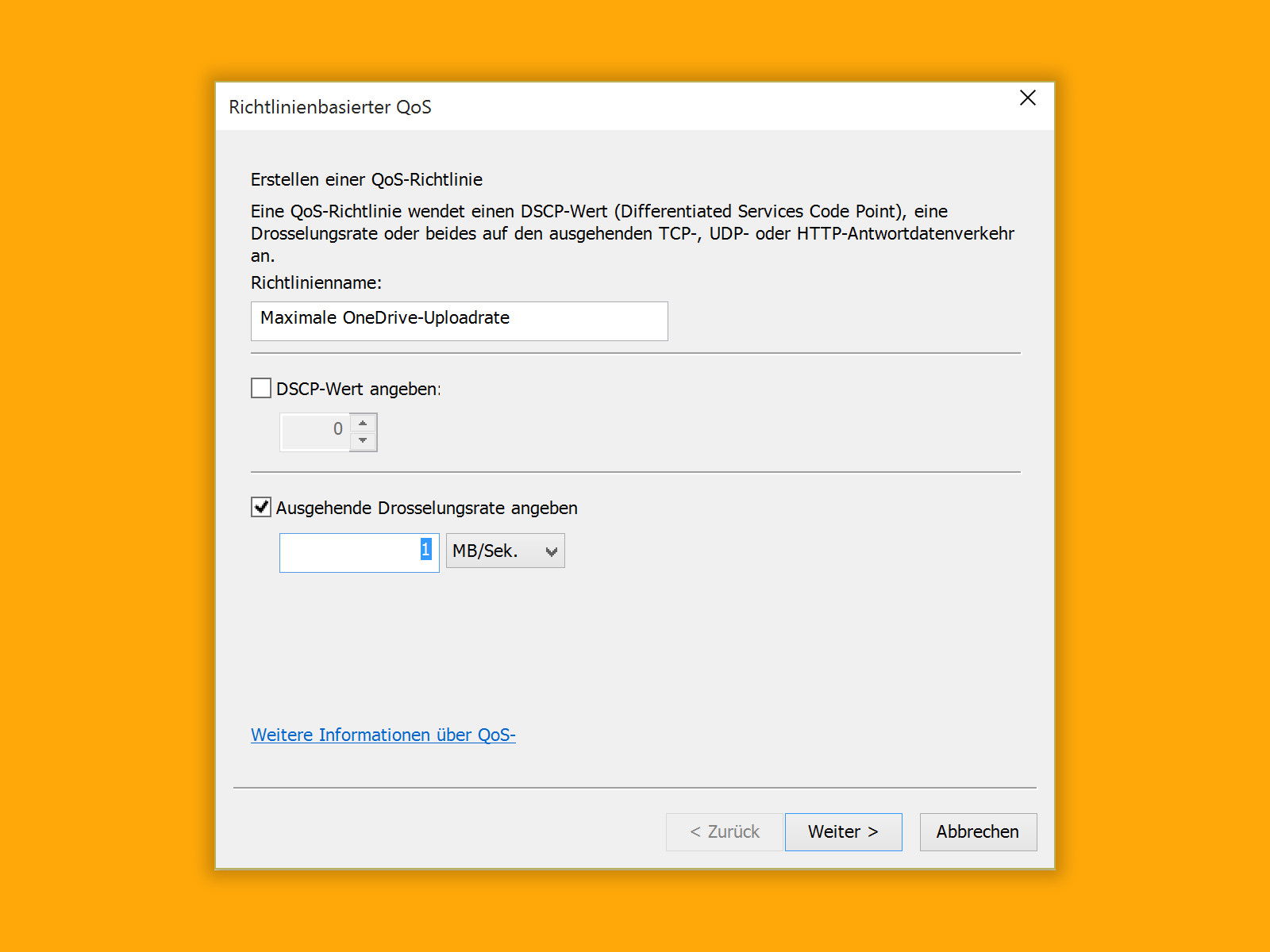 Maximale Band-Breite zum Upload von OneDrive-Dateien einstellen