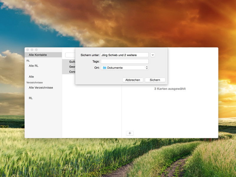 Kontakte aus OS X exportieren