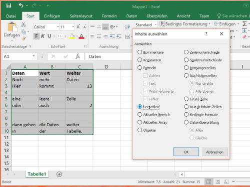 excel-leerzellen