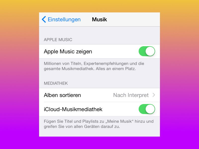 Apple Music in der iOS-Musik-App ausblenden