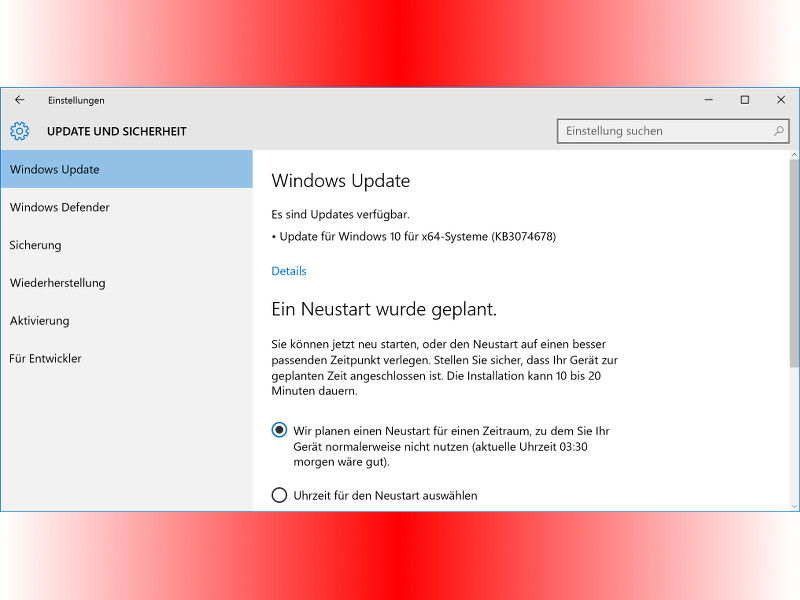 Festlegen, wann Windows für Updates neu starten soll