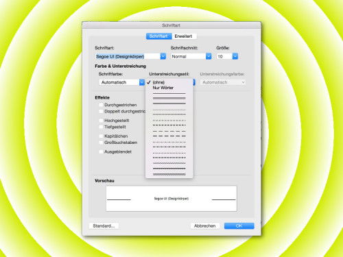 word-unterstreichung