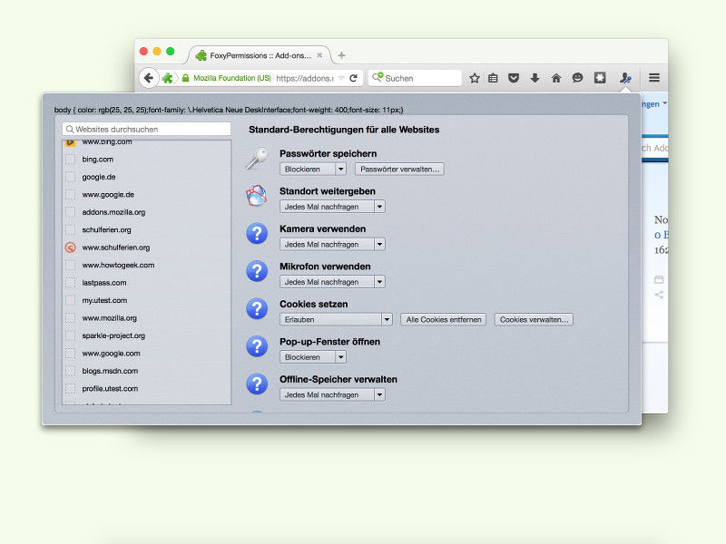 Firefox: Datenschutz-Einstellungen per Toolbar ändern