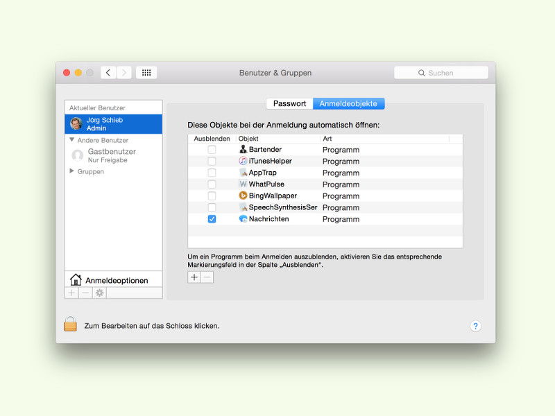 OS X: Apps beim System-Start minimiert starten