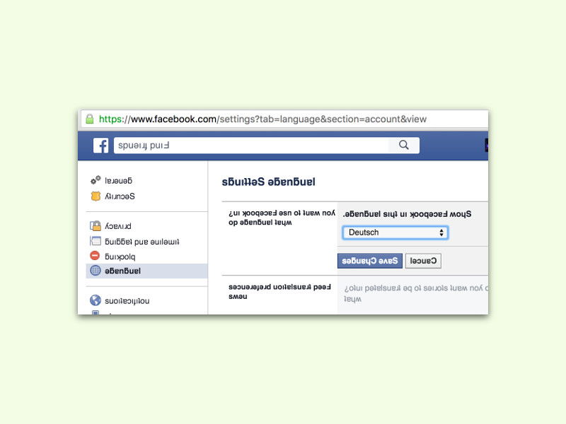 Facebook-Sprache wieder auf Deutsch zurückstellen