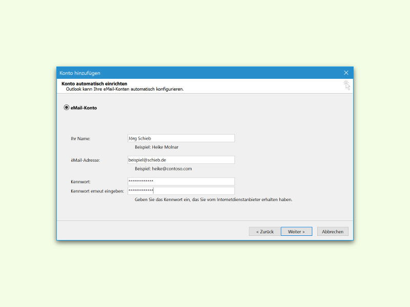 Einrichten eines Office 365-Postfachs in Outlook für Windows