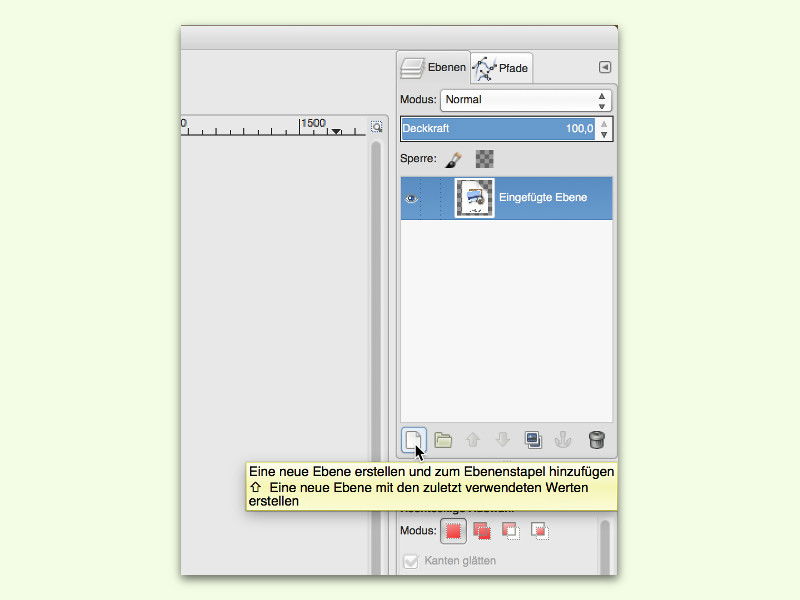 GIMP: Neue Ebene schneller anlegen
