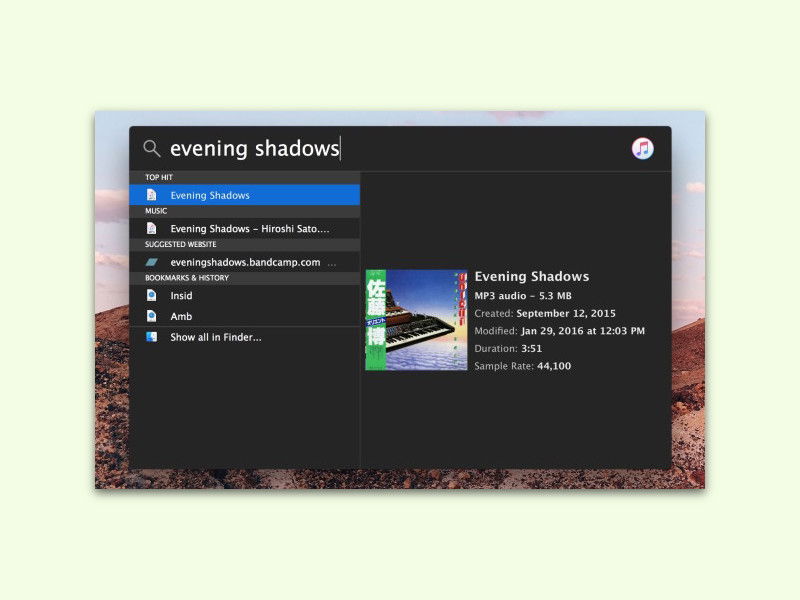 OS X: Musik direkt mit Spotlight abspielen