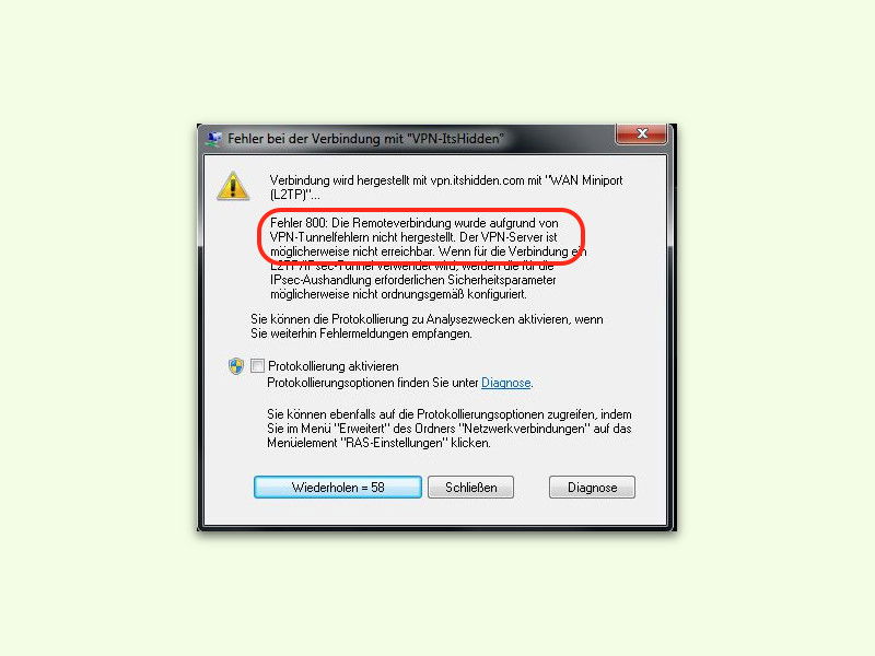 VPN-Verbindungen: Fehler 800 beheben