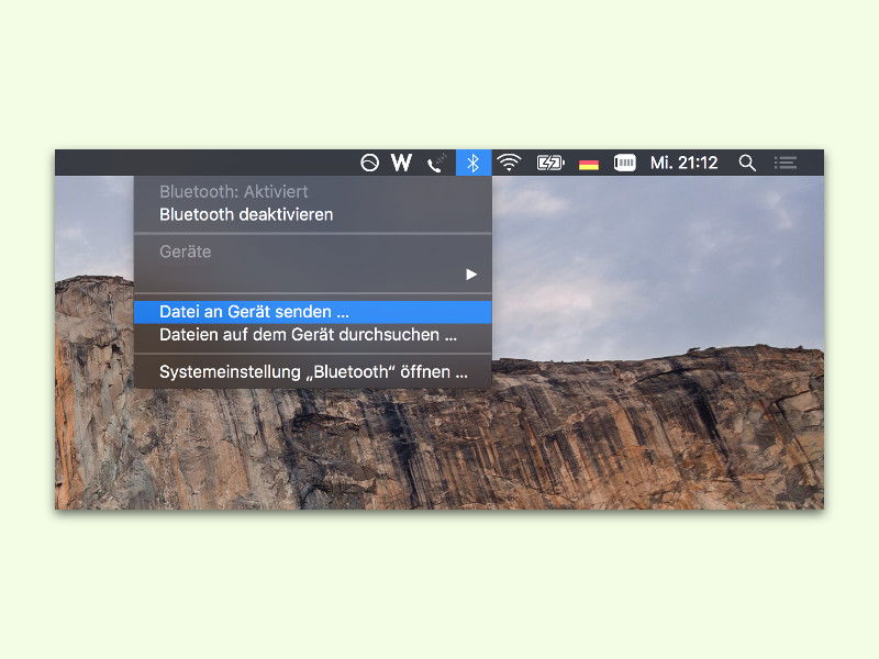 OS X: Dateien an Bluetooth-Geräte senden