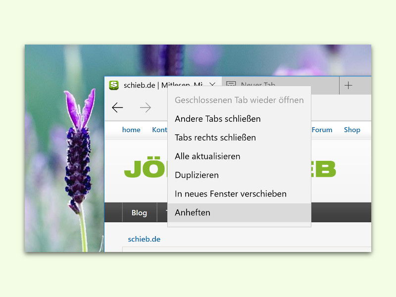 Tabs im Microsoft Edge-Browser anheften