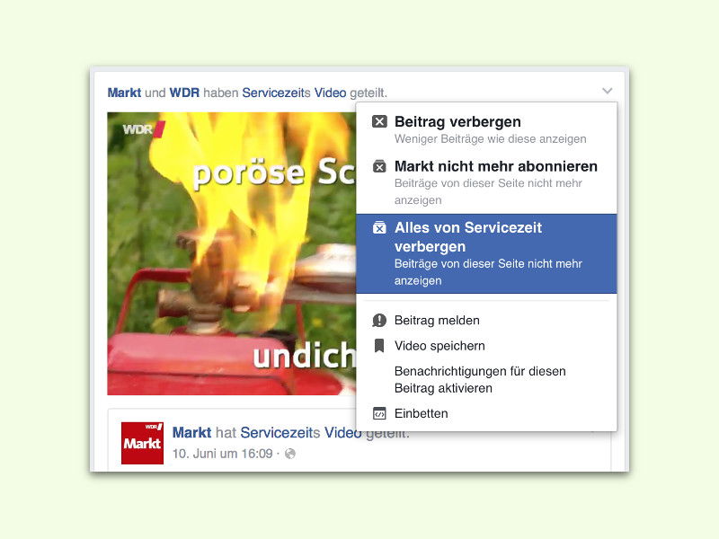 Posts von bestimmten Facebook-Seiten verschwinden lassen