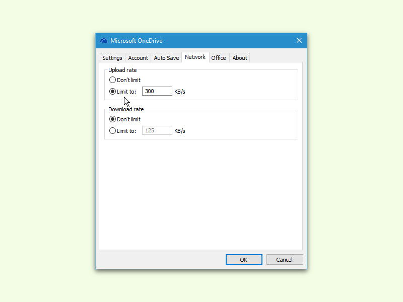 OneDrive: Up-/Download bei der Synchronisierung drosseln