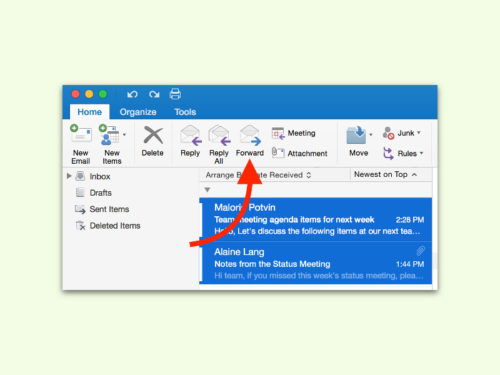 outlook-mehrere-emails-weiterleiten