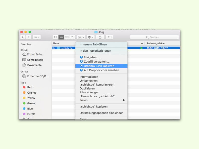 Dropbox-Link direkt über den Explorer oder Finder kopieren