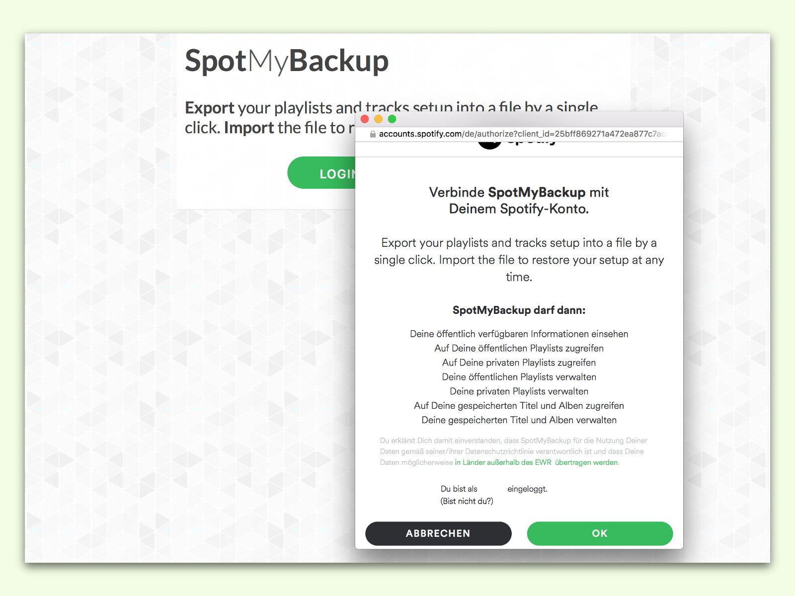 Play-Listen in Spotify als Backup exportieren