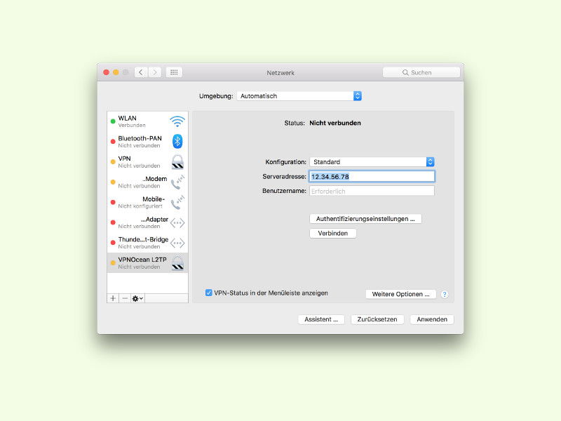 macOS Sierra: VPN-Verbindungen wieder zum Laufen bringen