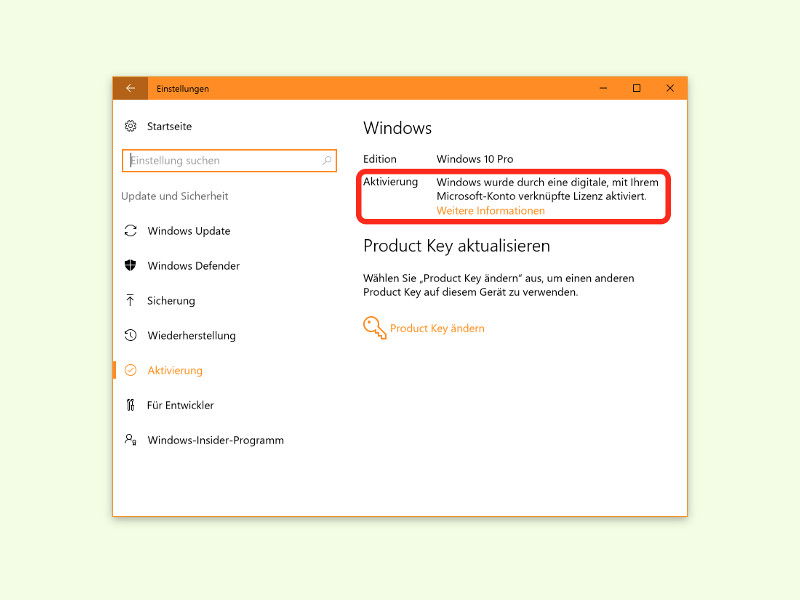 Windows 10 und die digitalen Lizenzen - schieb.de