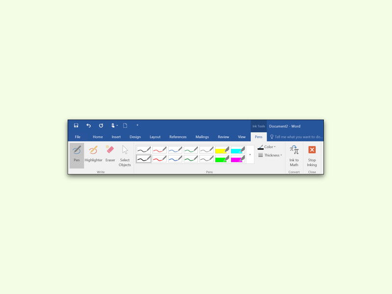 Freihand-Eingaben in Dokumente bei Microsoft Office 2016