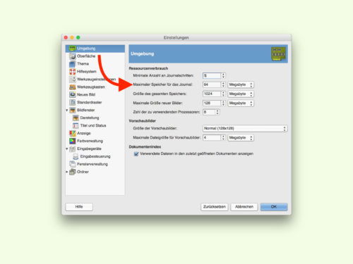 gimp-maximaler-speicher-journal