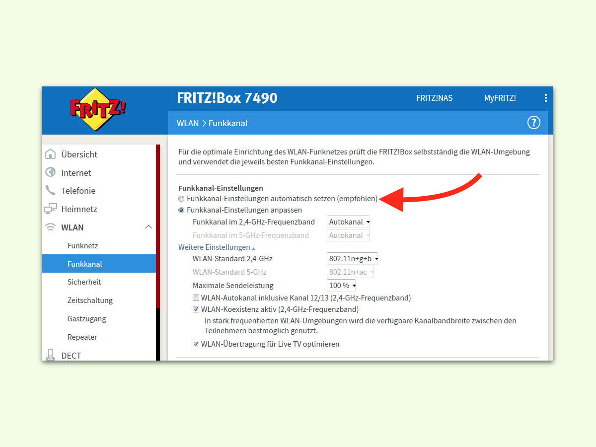 WLAN-Bänder automatisch steuern