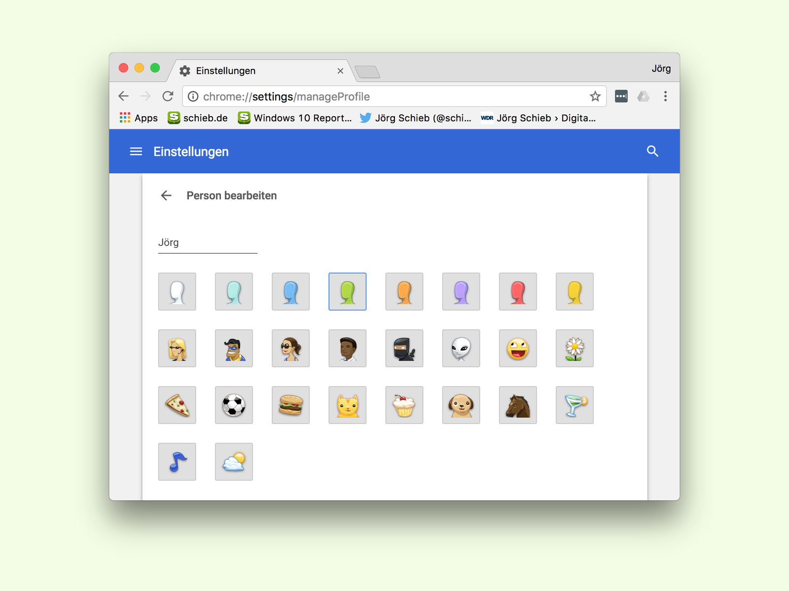 Symbol des Chrome-Profils ändern