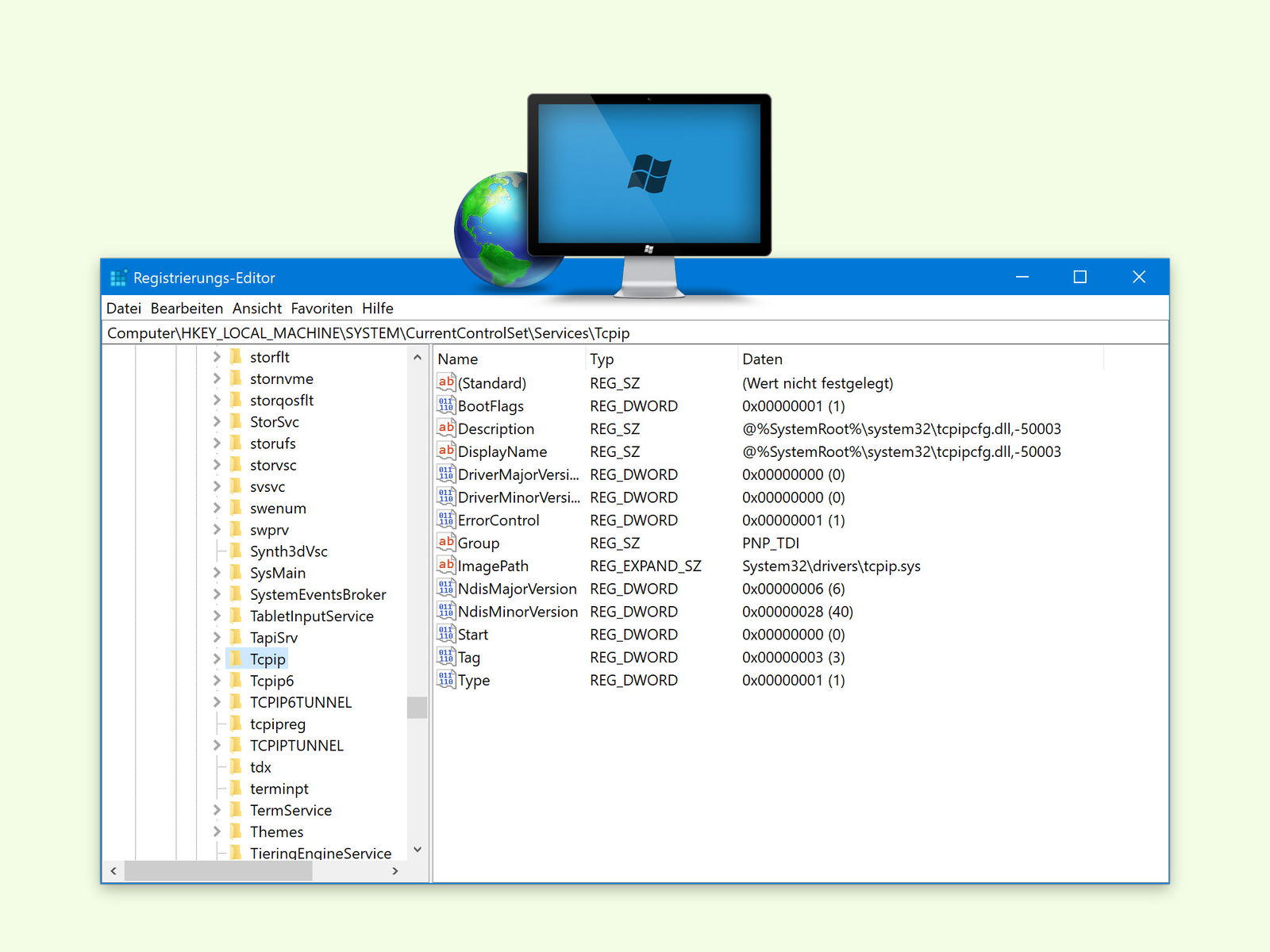Ethernet per Registry reparieren