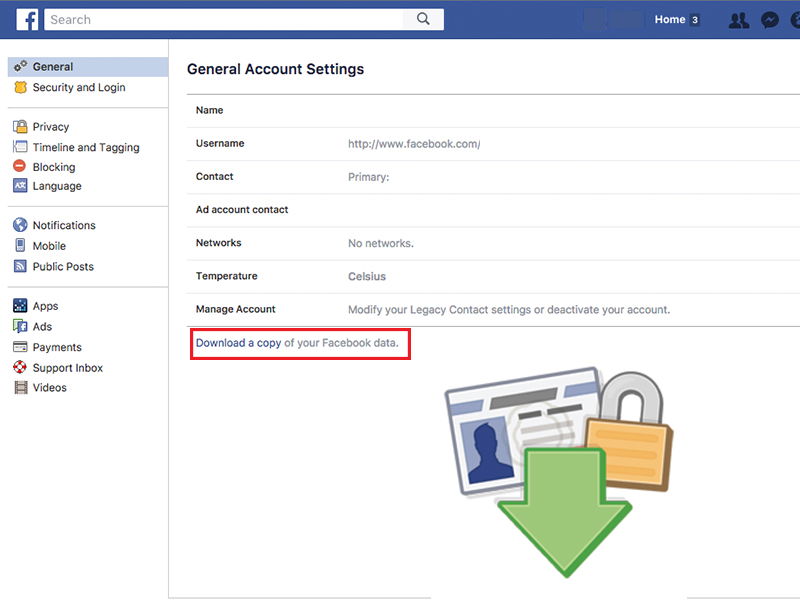 Facebook-Daten anfordern