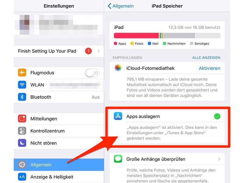 Apps unter iOS 11 auslagern