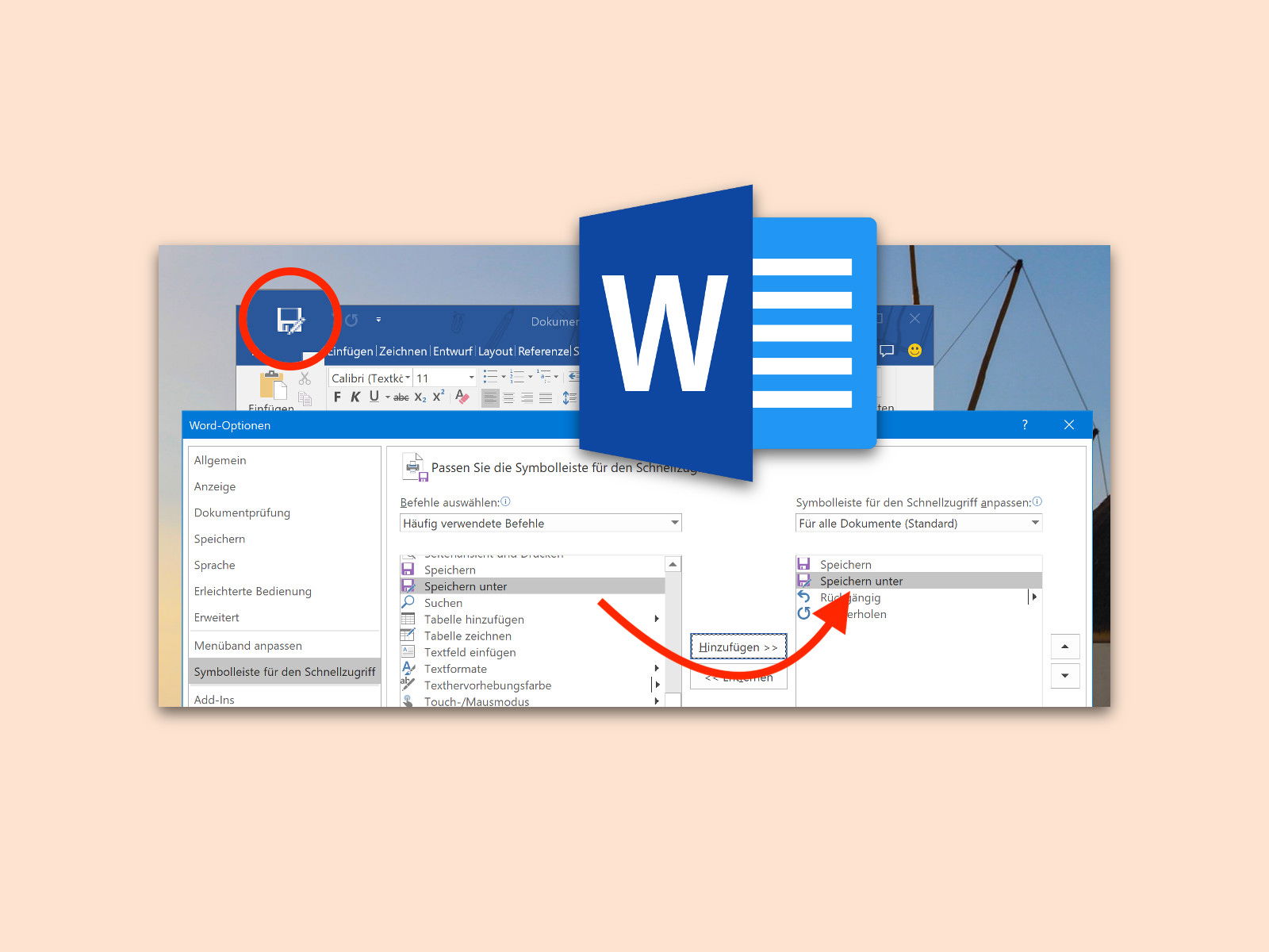 Word: „Speichern unter“ als Icon