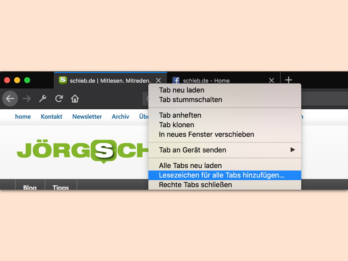 Firefox: Alle Tabs speichern