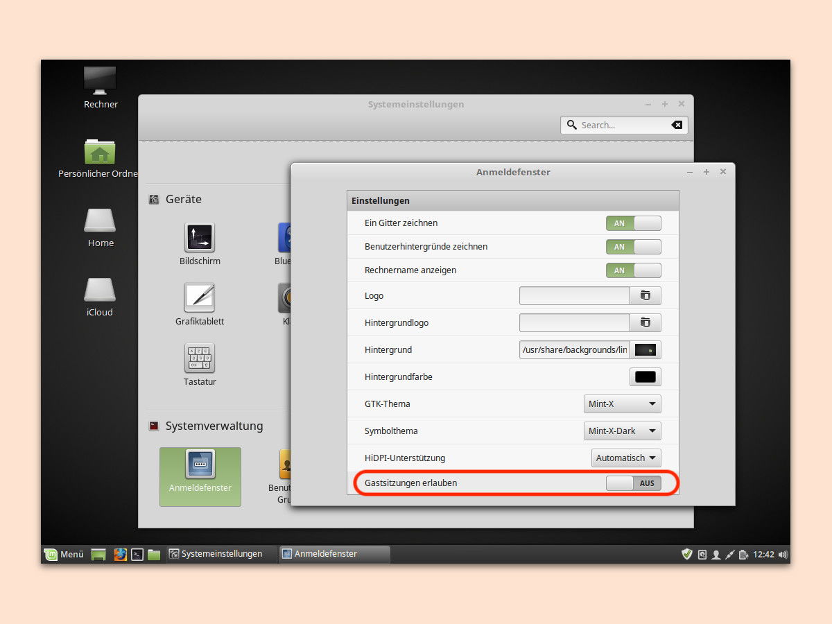 Linux Mint: Gäste aussperren