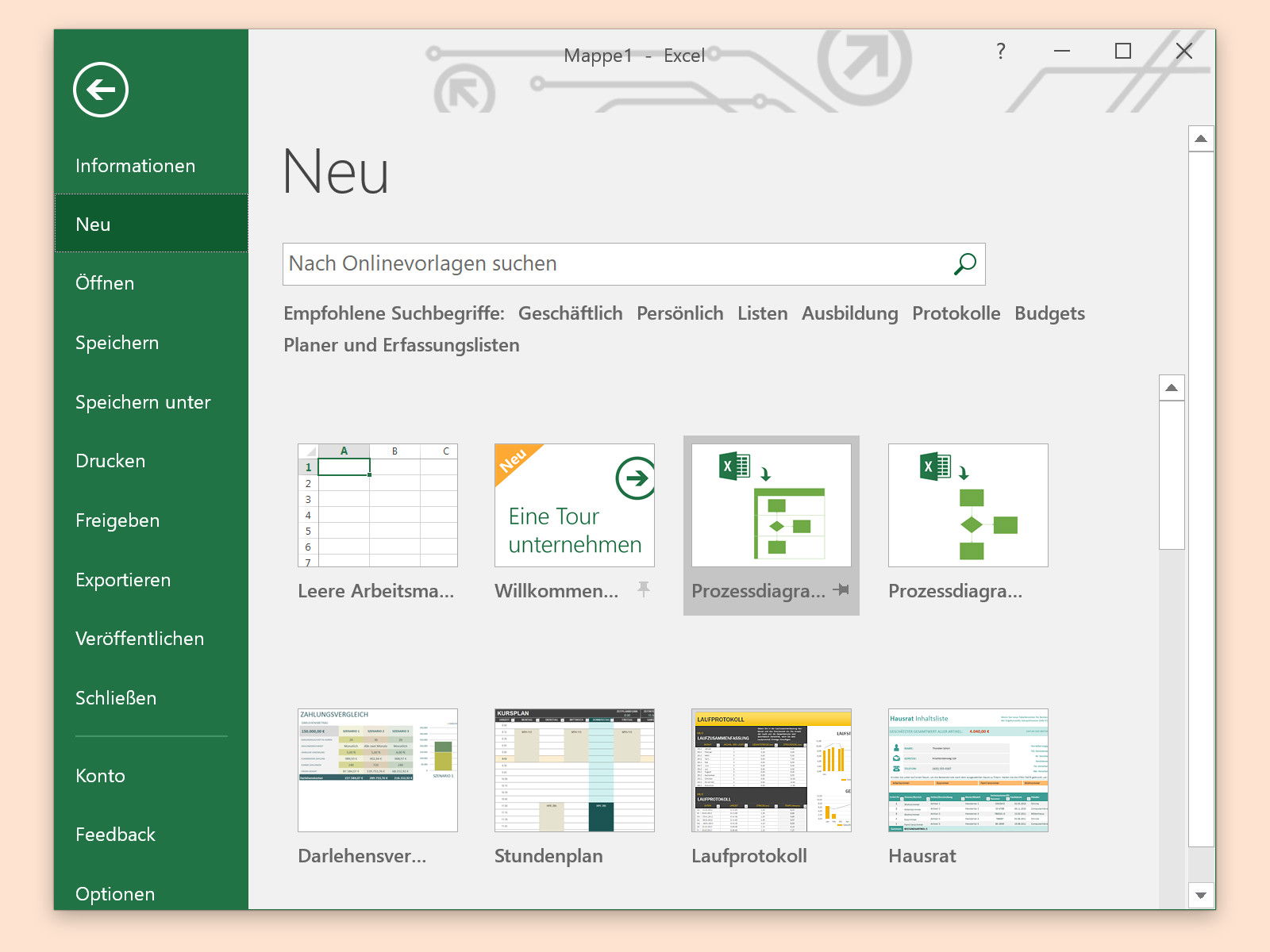Passende Excel-Vorlagen finden