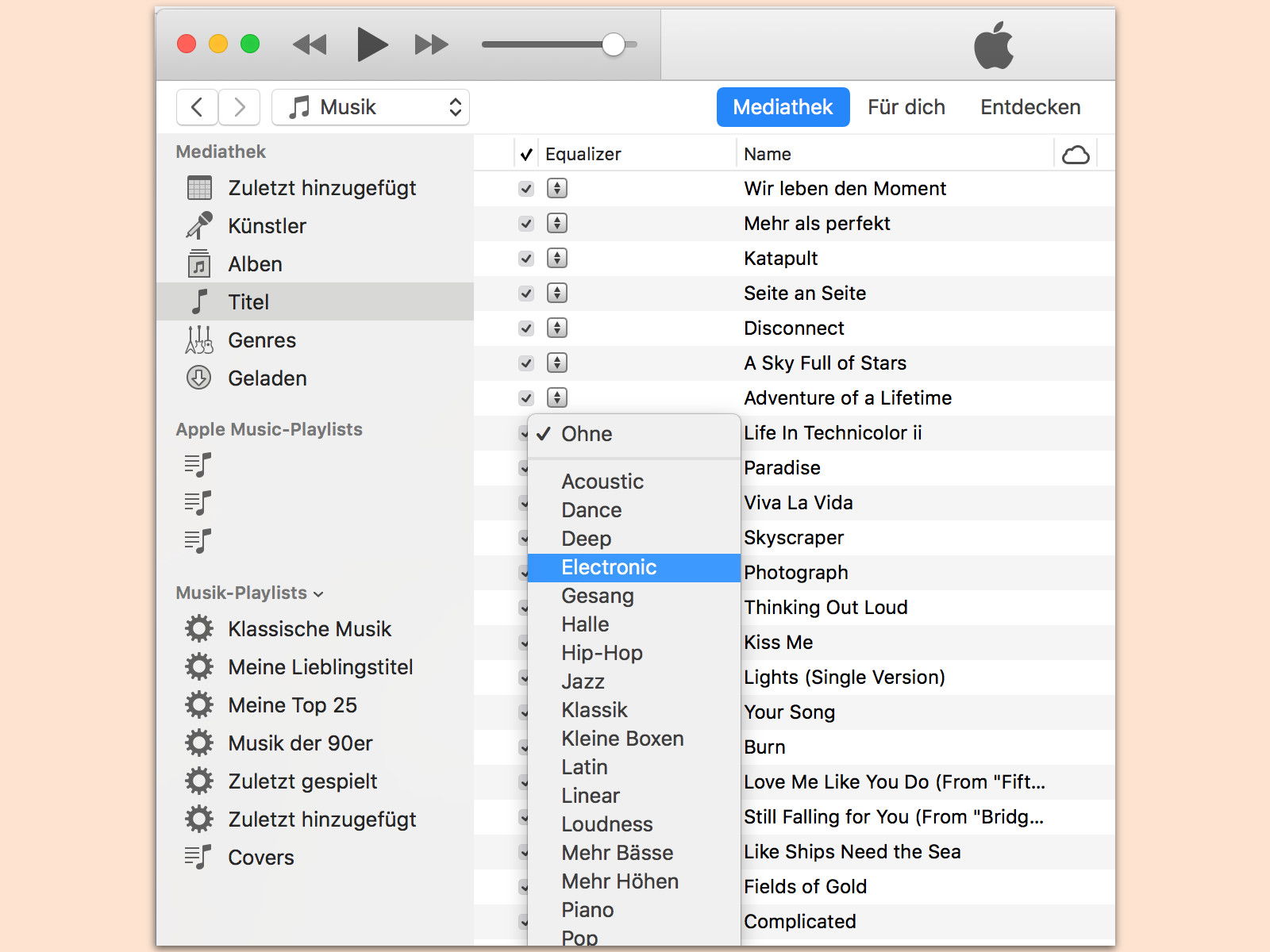 iTunes: Equalizer für jeden Song einzeln