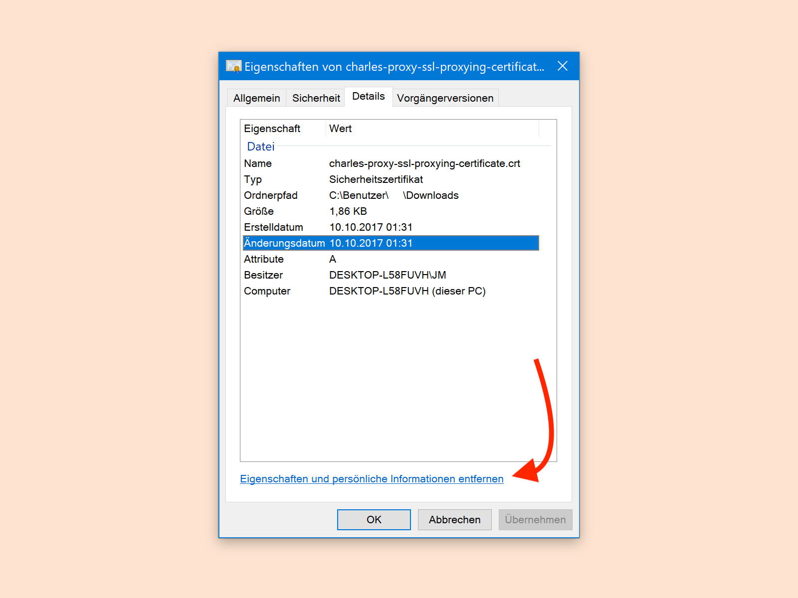 Persönliche Datei-Infos entfernen in Windows 10