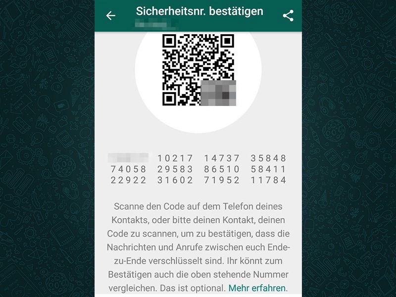 Sicherheitsnummer in WhatsApp anzeigen